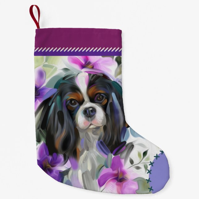 Tricolor Cavalier Christmas Stocking | purple (Front)