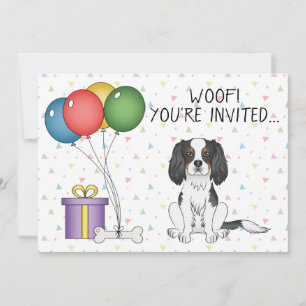 Tricolor Cavalier King Charles Spaniel - Birthday Invitation