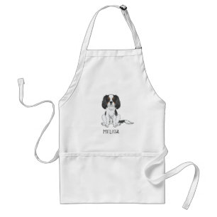 Tricolor Cavalier King Charles Spaniel Dog & Name Standard Apron