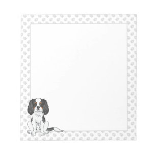 Tricolor Cavalier King Charles Spaniel Dog & Paws Notepad