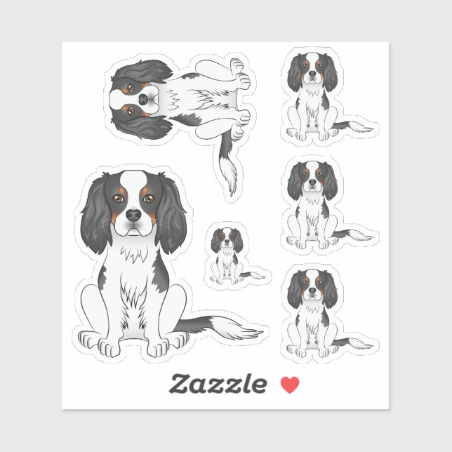 Tricolor Cavalier King Charles Spaniel Dog Sitting (Sheet)