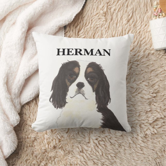 Tricolor Cavalier King Charles Spaniel Reversible Throw Pillow (Blanket)