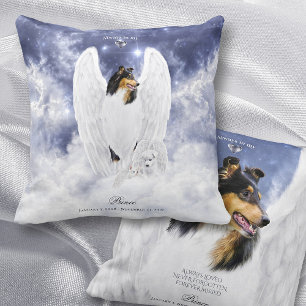 Tricolor Collie Angel in Dog Heaven - Pet Memorial Throw Pillow