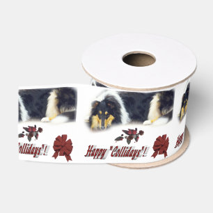 Tricolor Collie Christmas Grosgrain Ribbon