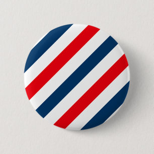 Tricolor Diagonal Stripes(blue, white, and red) 2 Inch Round Button