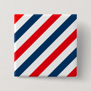 Tricolor Diagonal Stripes(blue, white, and red) 2 Inch Square Button