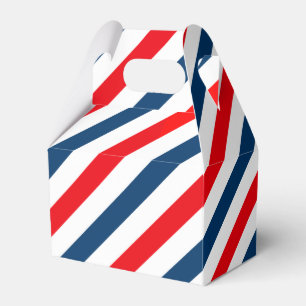 Tricolor Diagonal Stripes(blue, white, and red) Favor Box