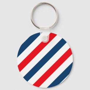 Tricolor Diagonal Stripes(blue, white, and red) Keychain