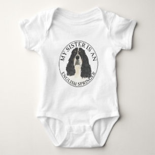 Tricolor English Springer Spaniel Big Sister Baby Bodysuit