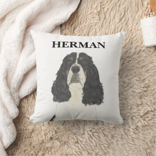 Tricolor English Springer Spaniel Reversible Throw Pillow