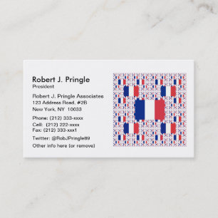 Tricolor France Flag in Multiple Colourful Layers Business Card
