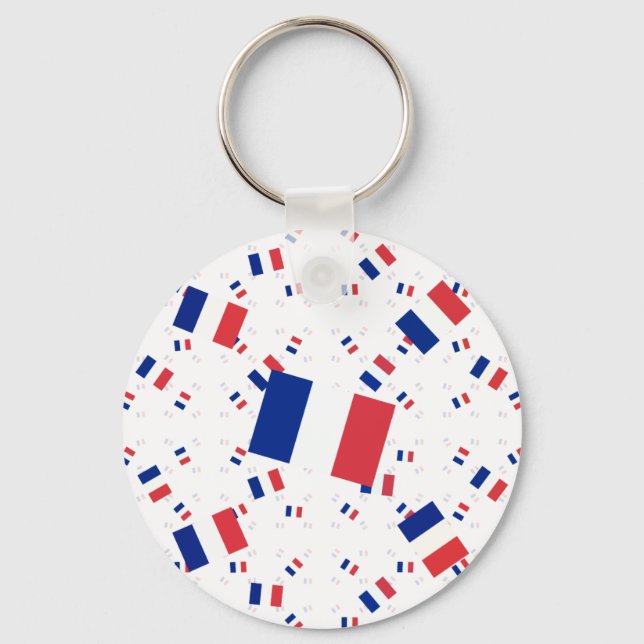 Tricolor France Flag in Multiple Layers Askew Keychain (Front)