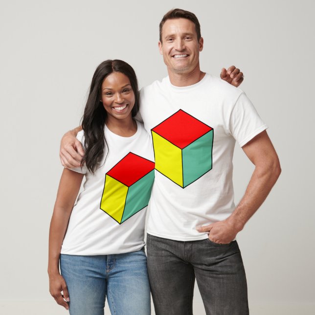 Tricolor geometric figure cube T-Shirt (Unisex)