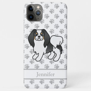 Tricolor Japanese Chin Cartoon Dog & Name iPhone 11 Pro Max Case