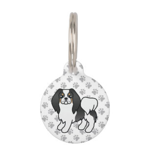 Tricolor Japanese Chin Cartoon & Pet's Info Pet Tag