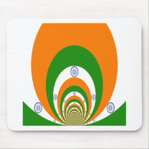 Tricolor of a very deep saffron, white GREEN Mouse Pad