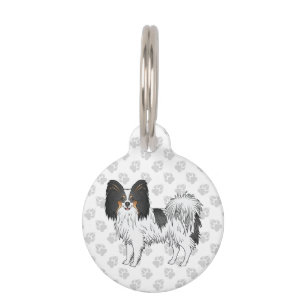 Tricolor Papillon Cute And Happy Toy Breed Dog Pet Tag
