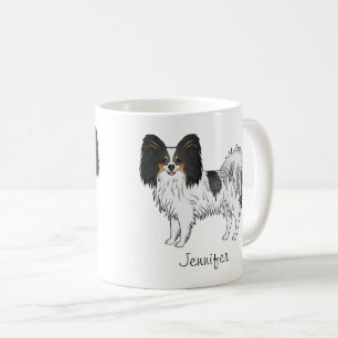 Tricolor Papillon Cute Dog With Custom Name Coffee Mug