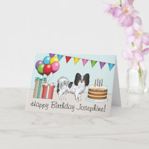 Tricolor Papillon Happy Dog Colourful Birthday Card