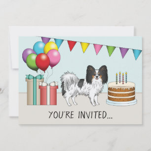 Tricolor Papillon Happy Dog Colourful Birthday Invitation