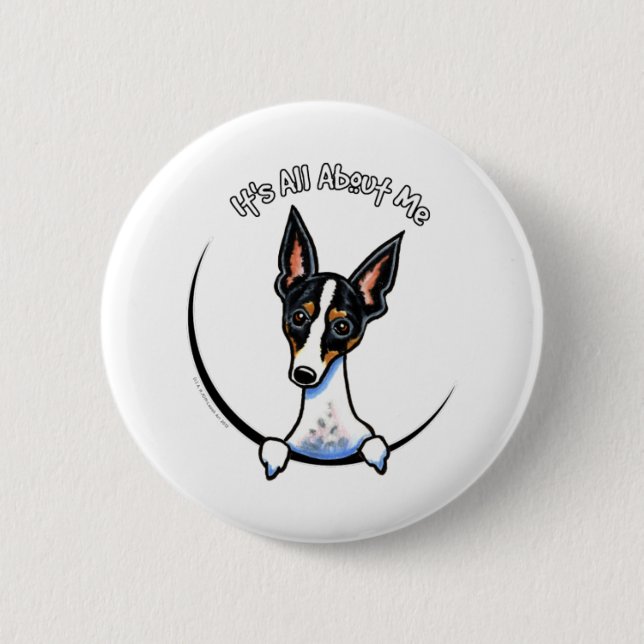 Tricolor Rat Terrier IAAM 2 Inch Round Button (Front)