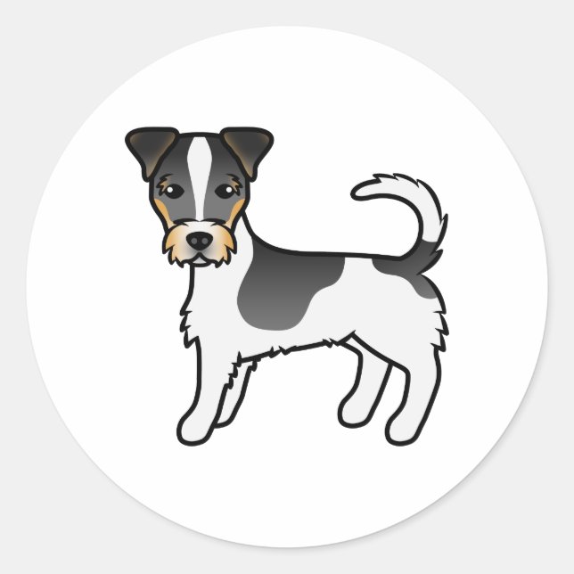Tricolor Rough Coat Jack Russell Terrier Classic Round Sticker (Front)