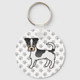 Tricolor Rough Coat Jack Russell Terrier Dog Keychain
