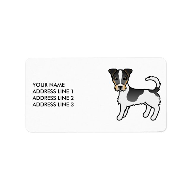 Tricolor Rough Coat Jack Russell Terrier & Text Label (Front)