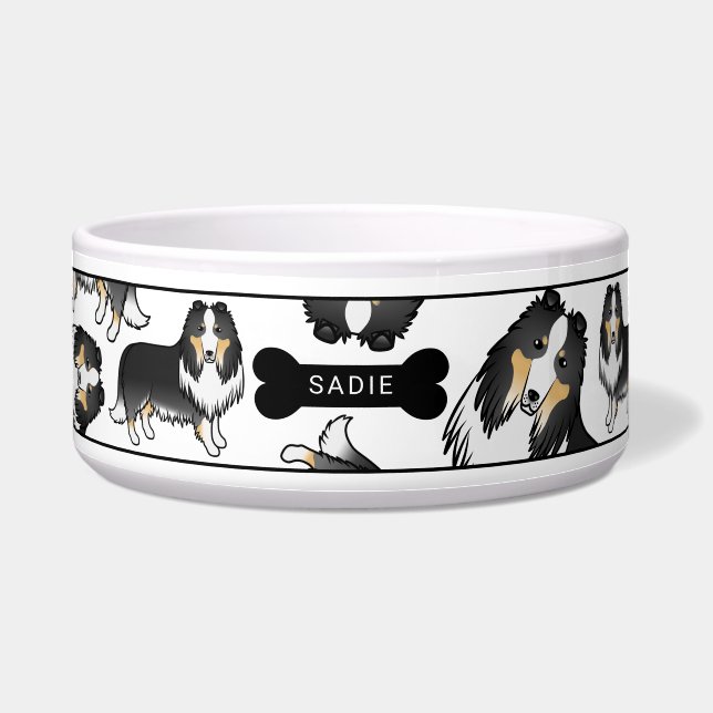 Tricolor Rough Collie Dogs Pattern & Name (Front)