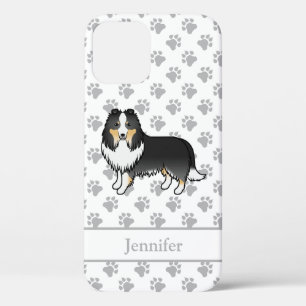 Tricolor Shetland Sheepdog Cartoon Dog & Name iPhone 12 Case