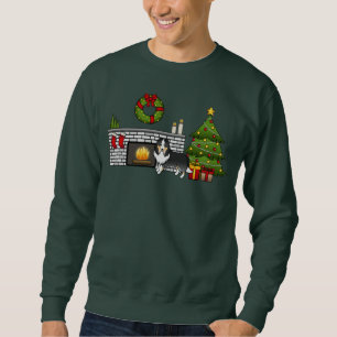 Tricolor Shetland Sheepdog Dog In A Christmas Room Sweatshirt