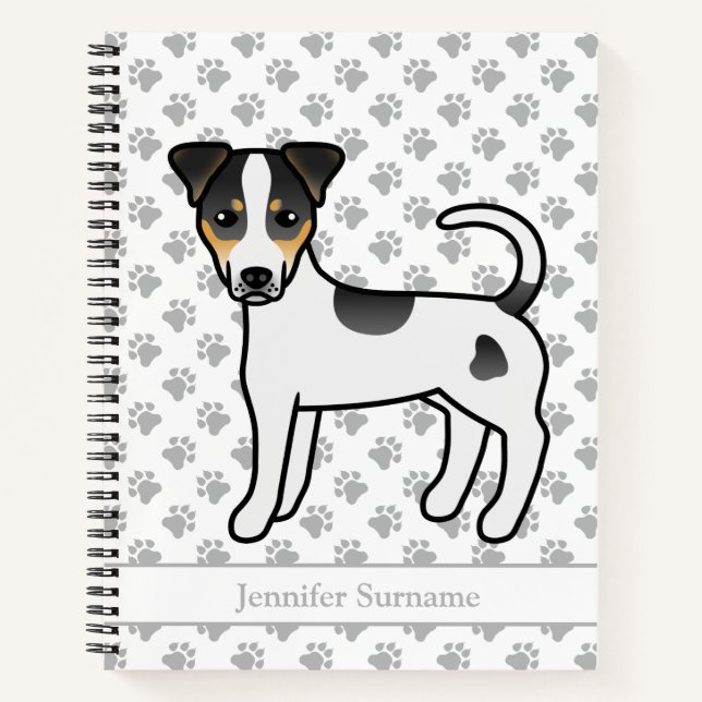 Tricolor Smooth Coat Parson Russell Terrier & Name Notebook (Front)