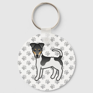Tricolor Smooth Fox Terrier Cute Cartoon Dog Keychain