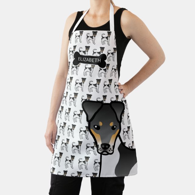Tricolor Smooth Fox Terrier Cute Dog & Name Apron (Insitu)