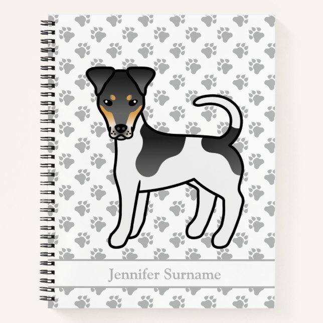 Tricolor Smooth Fox Terrier Cute Dog & Name Notebook (Front)