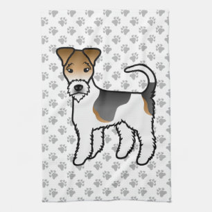 Tricolor Wire Fox Terrier Cute Cartoon Dog Kitchen Towel