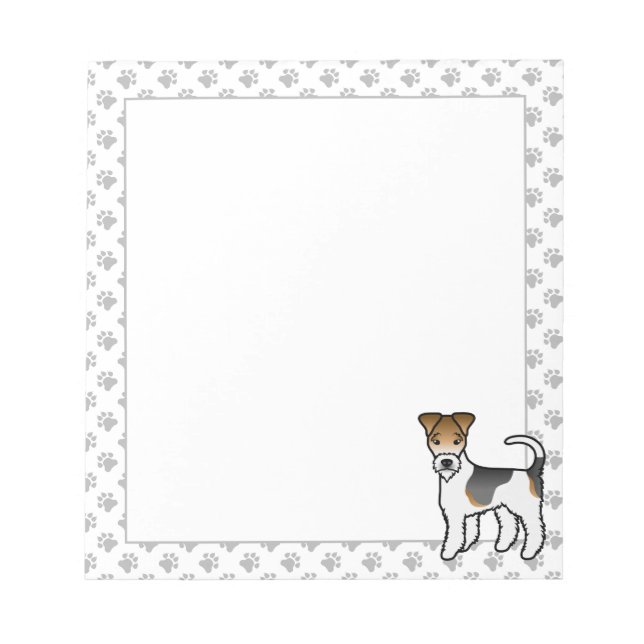 Tricolor Wire Fox Terrier Cute Cartoon Dog Notepad (Front)