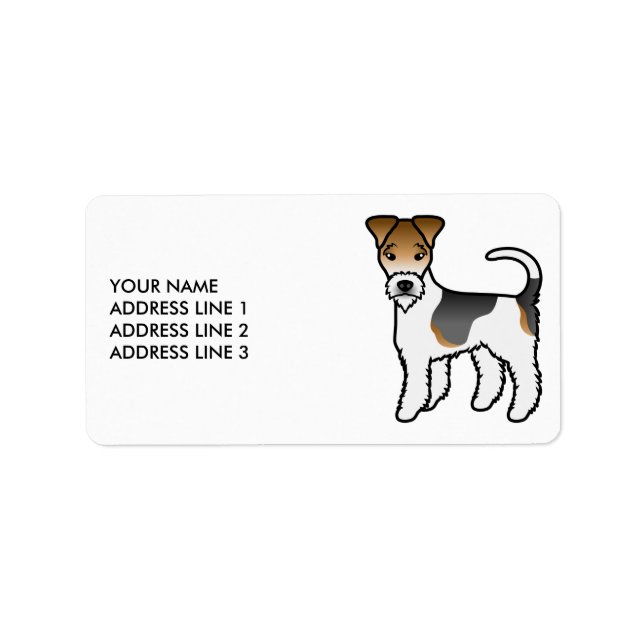 Tricolor Wire Fox Terrier Cute Dog & Text Label (Front)