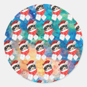 Tricolored Cat Funny Christmas Holidays Classic Round Sticker