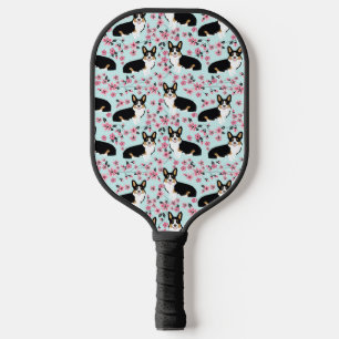 Tricolored Corgi Cute Spring Cherry Blossoms Pickleball Paddle