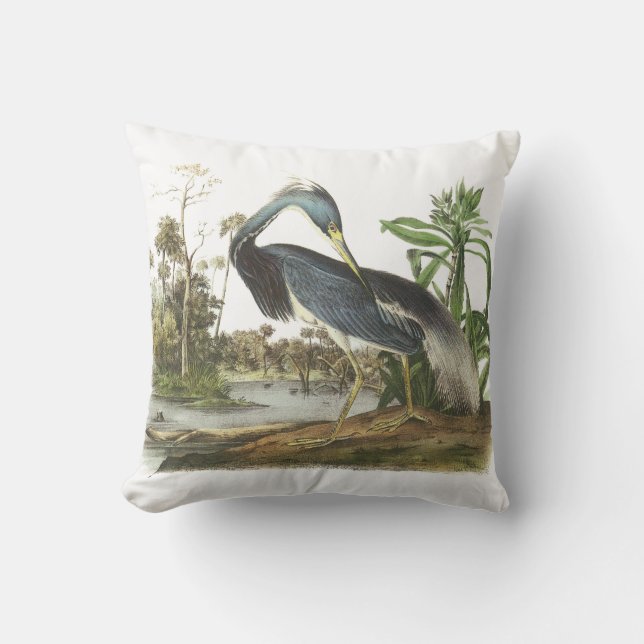 Tricolored Heron by Audubon Throw Pillow (Front)