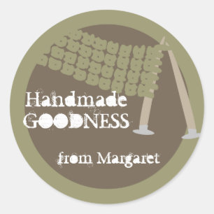 Tricot aiguilles foulard olive étiquette cadeau au