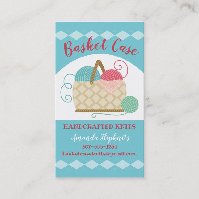 Tricot crochet boule de fils panier carte de visit (Devant)