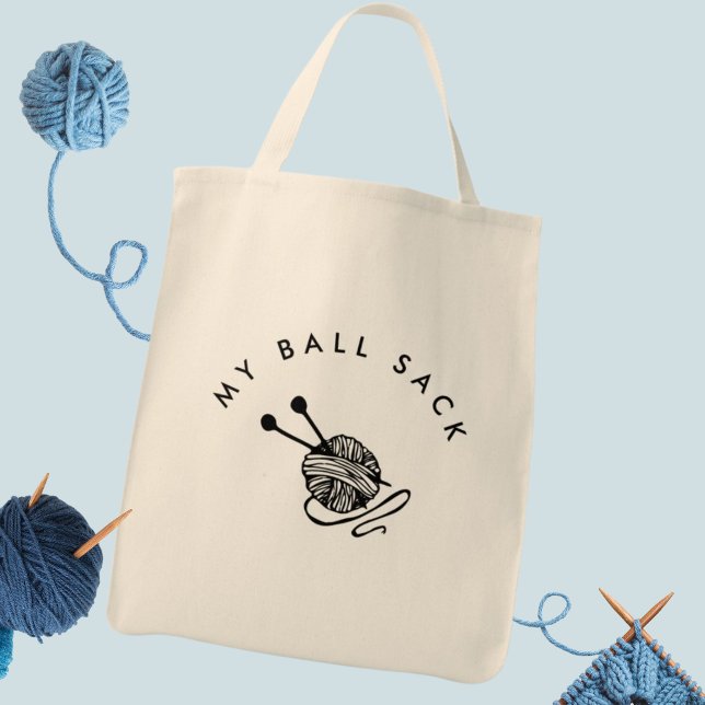 Tricot drôle Je Mon sac à balle (knitting tote bag is a funny knitting gift for a knitter or crochet )