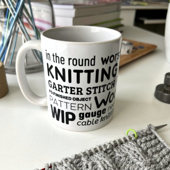 Tricot Mug - Collage de mots de Knitter (Créateur téléchargé)