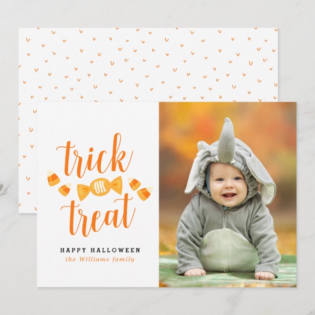 Tricoter ou traiter les Cartes photos d'Halloween (Devant / Derrière)