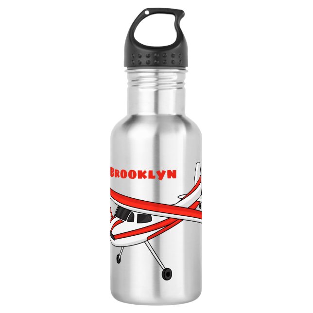 Tricycle gear aircraft cartoon 532 ml water bottle (Front)