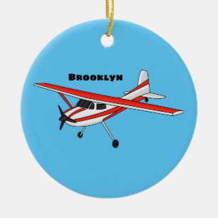 Tricycle gear aircraft cartoon ceramic ornament