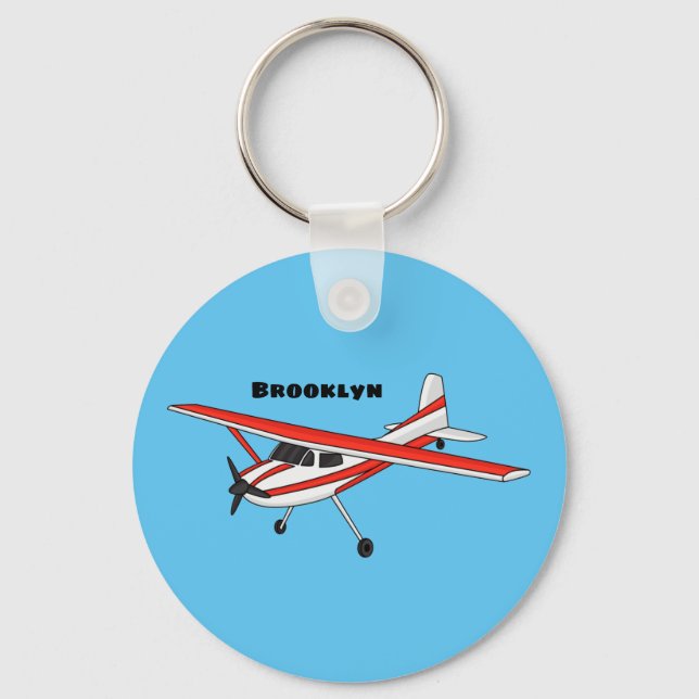 Tricycle gear aircraft cartoon keychain (Front)