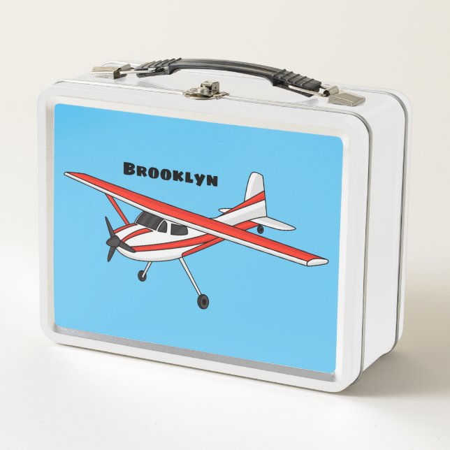 Tricycle gear aircraft cartoon metal lunch box (Front)